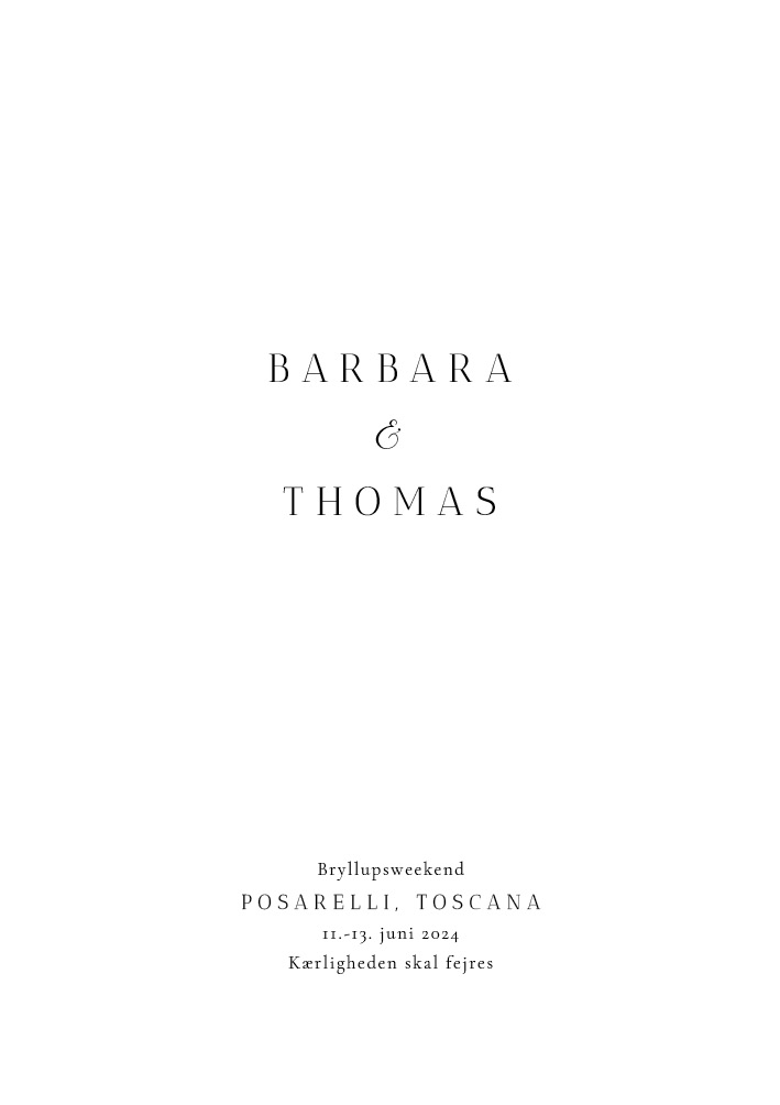 Minimalistisk - Barbara og Thomas Bryllupsinvitation